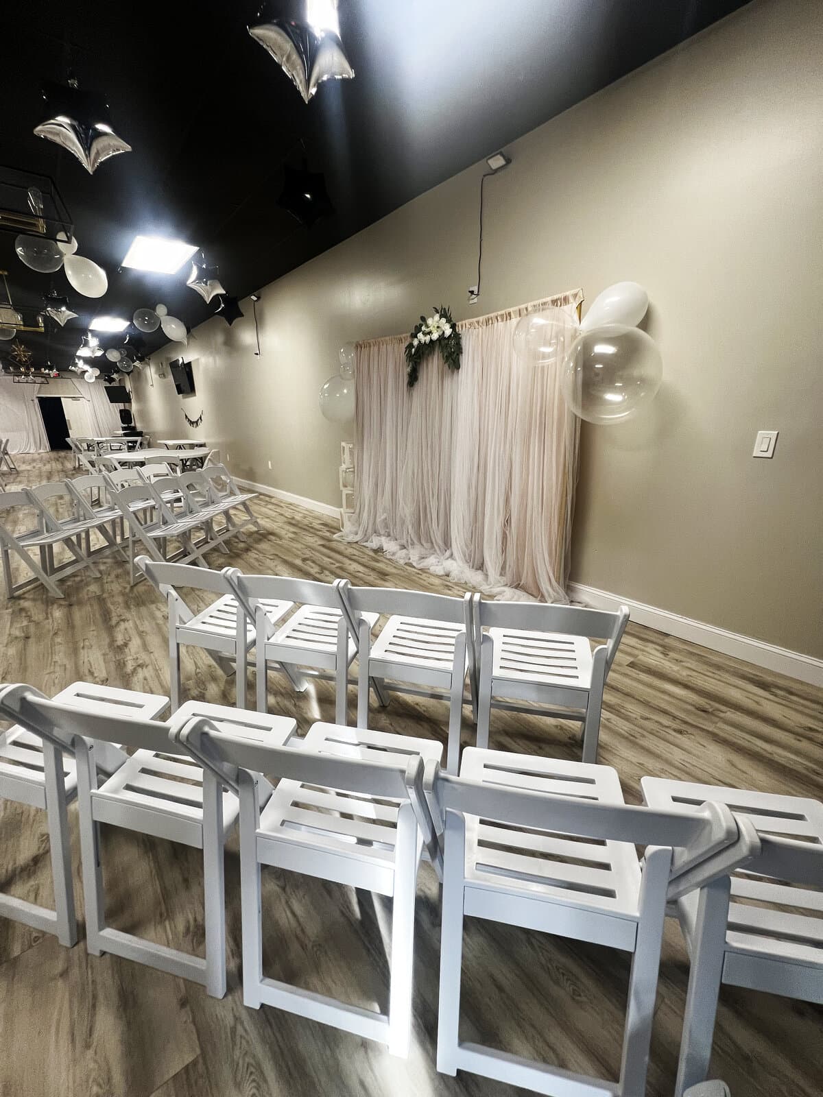 Wedding ceremony seating rows at LSC Event Space in New Port Richey